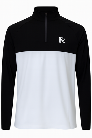 BROOKDALE BLACK AND WHITE 1/4 ZIP TOP