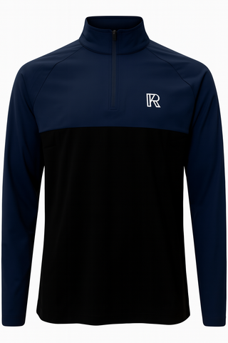 NINE BRIDGES NAVY AND BLACK 1/4 ZIP TOP