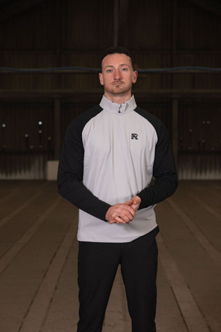 GOLD MOUNTAIN GREY AND BLACK 1/4 ZIP TOP