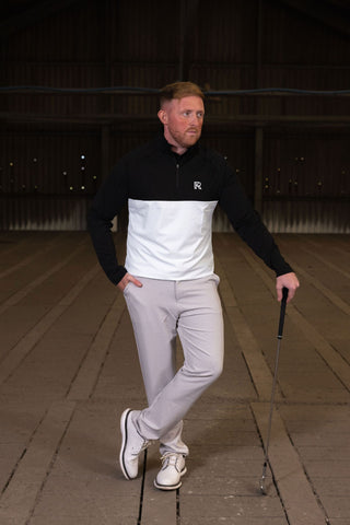 BROOKDALE BLACK AND WHITE 1/4 ZIP TOP