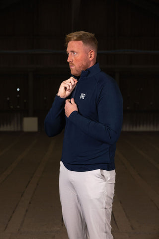 NARASHINO COUNTRY NAVY 1/4 ZIP TOP